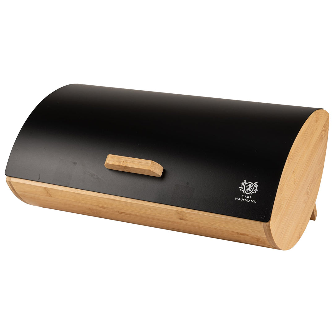Brotkasten mit Deckel - Schwarz Brotbox Klein aus Holz - Bread Box - Brotaufbewahrung - Brotkästen -