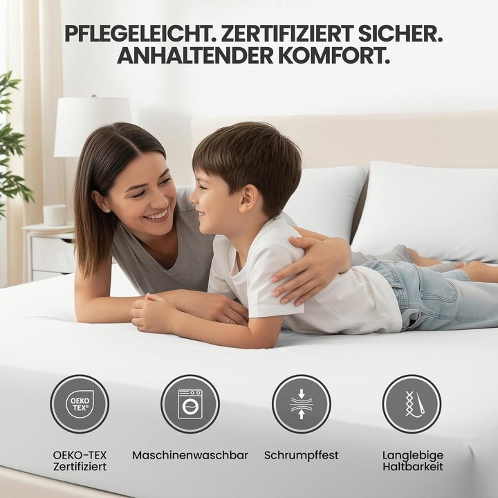 Utopia Bedding - 2er Set Spannbettlaken 140x200cm - Weiss - Gebürstete Mikrofaser Spannbetttuch - 35