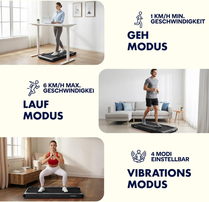 SQUATZ 2-in-1 Walking Pad Laufband, klappbar und platzsparend, ideal für Zuhause und Büro, unter Sch