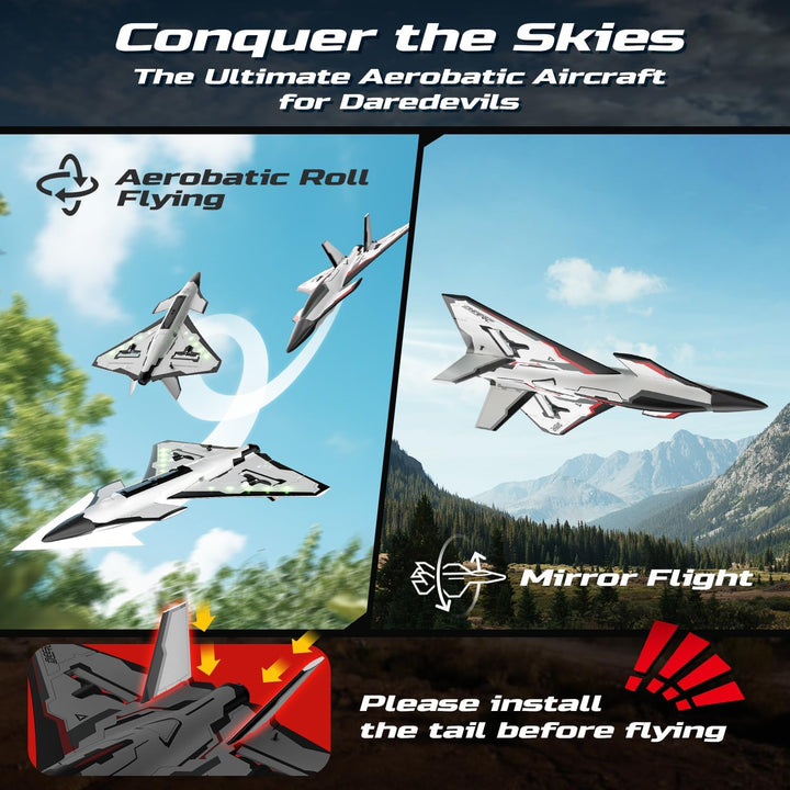 DEERC Future RC Flugzeug mit 4 Kanälen, LED-Lichtern, leicht zu fliegen, akrobatisches Flugzeug, 2,4