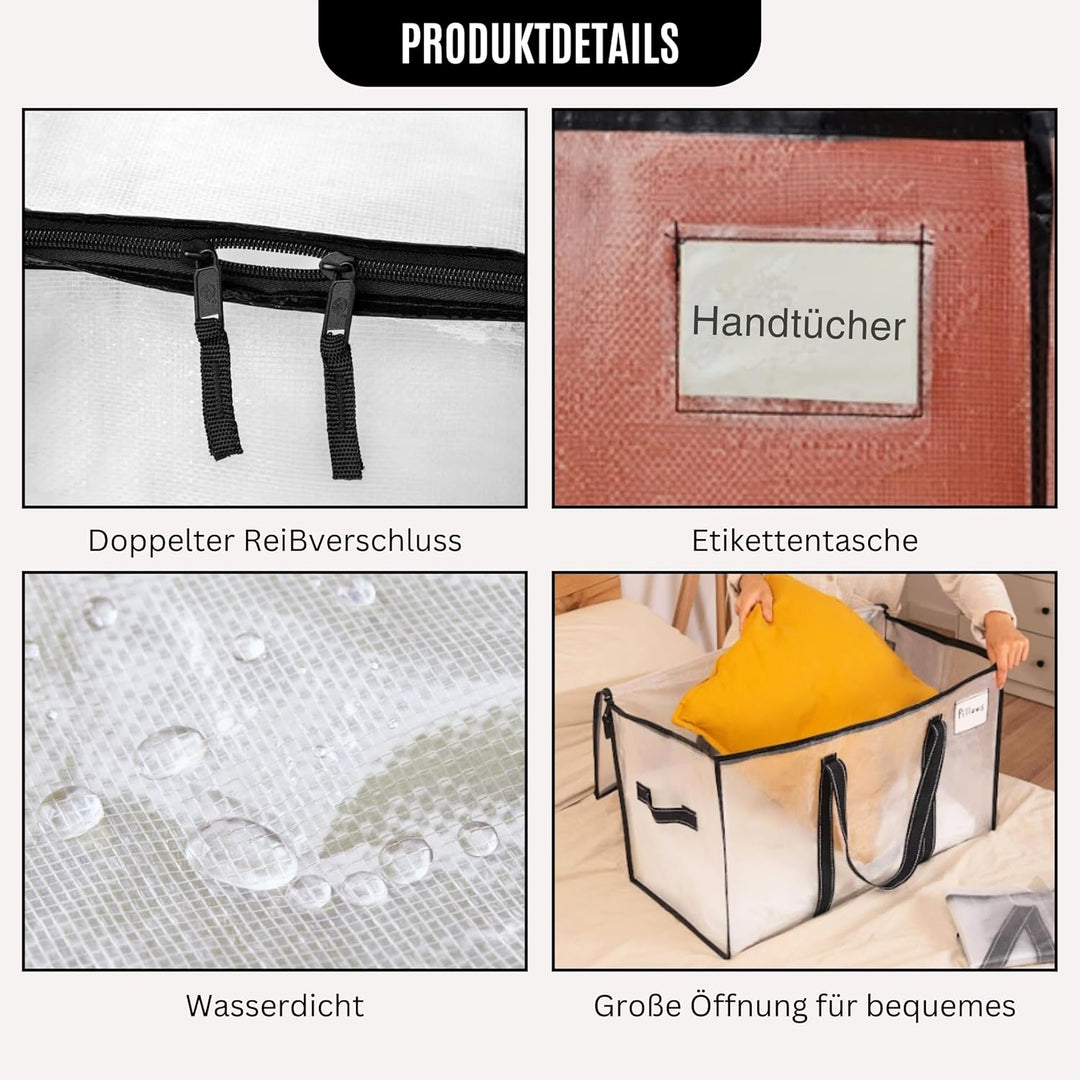 VENO Extra Grosse Umzugstasche, Aufbewahrungstaschen mit Reissverschluss,Aufbewahrungsbox mit Deckel