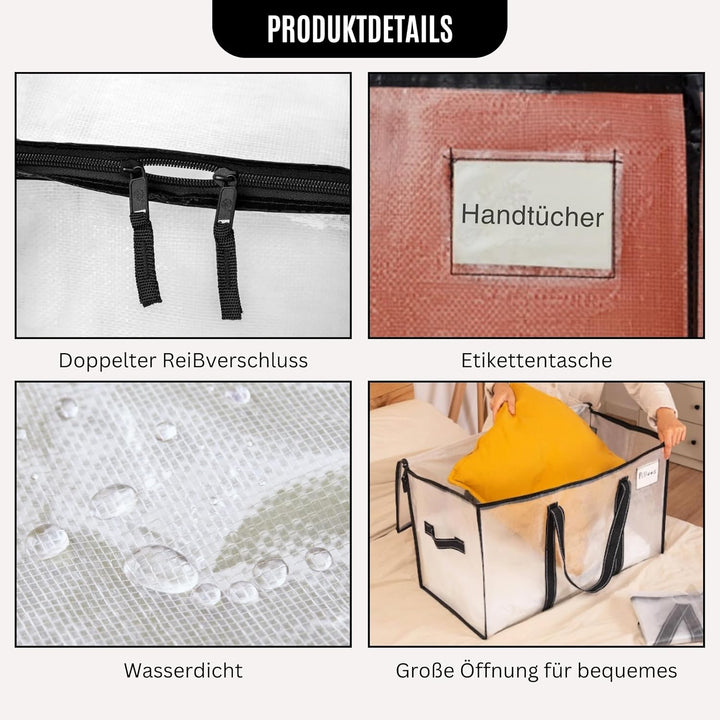 VENO Extra Grosse Umzugstasche, Aufbewahrungstaschen mit Reissverschluss,Aufbewahrungsbox mit Deckel