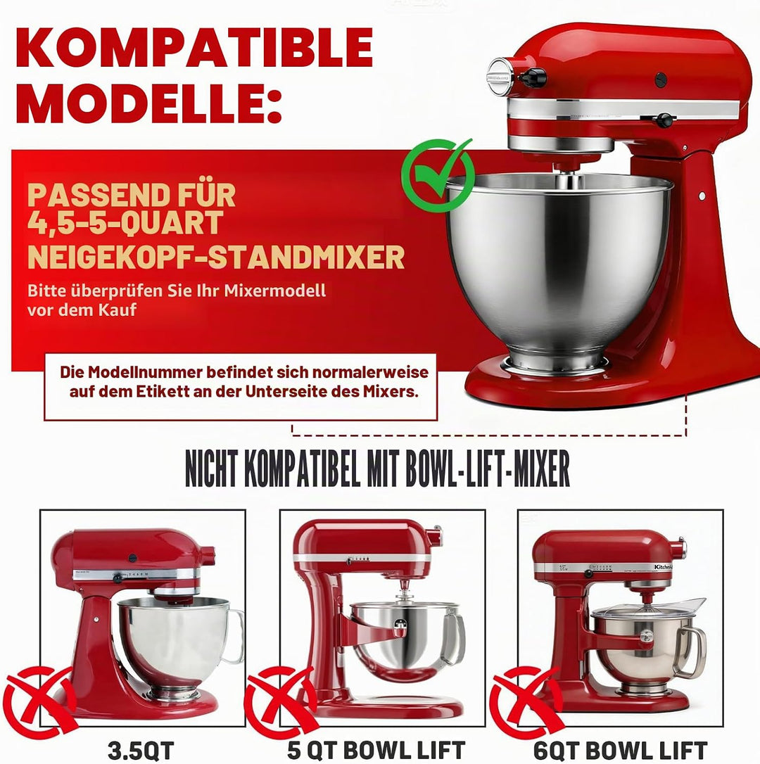 Edelstahl Knethaken für KitchenAid 4,5/5qt Kippkopf K45DH für Knethaken KitchenAid Edelstahl Zubehör