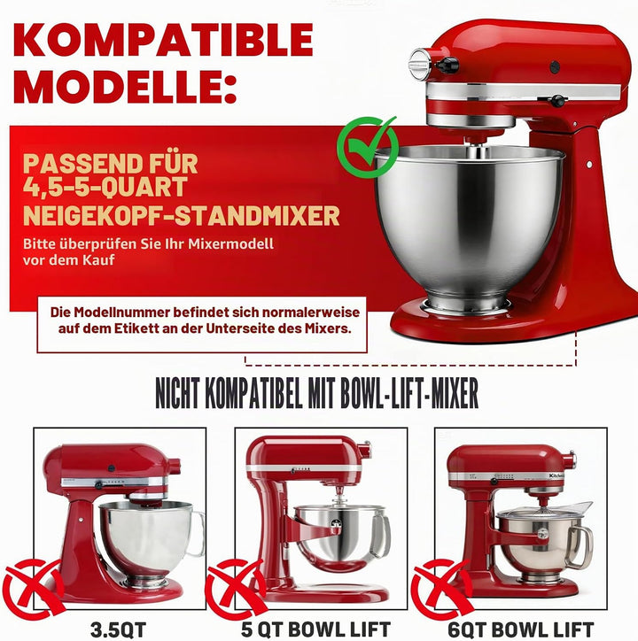 Edelstahl Knethaken für KitchenAid 4,5/5qt Kippkopf K45DH für Knethaken KitchenAid Edelstahl Zubehör