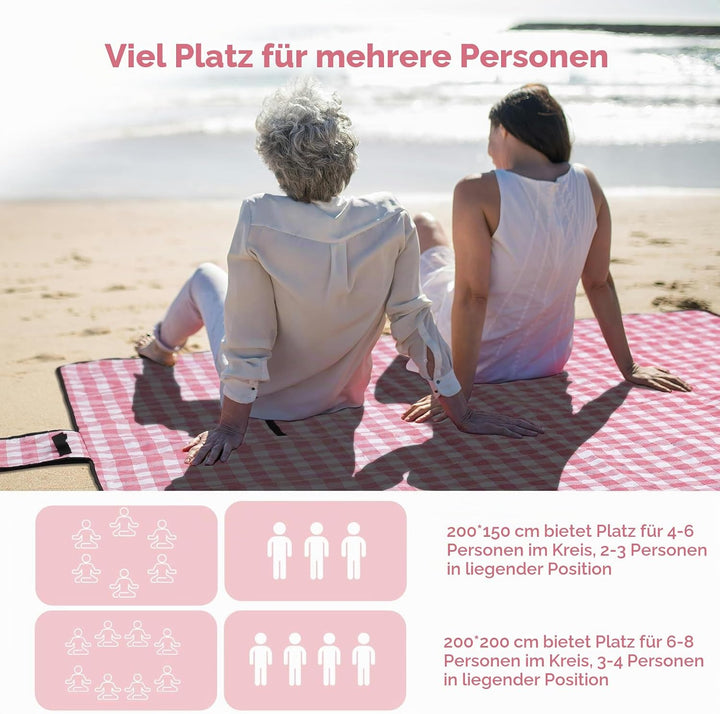 Oak &amp; Tea Picknickdecke Wasserdicht 200x200 cm XXL Sandfrei Isoliert Maschinenwaschbar Stranddecke C