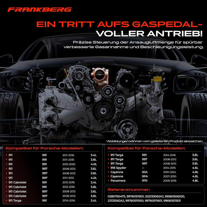 Frankberg Drosselklappe Drosselklappenstutzen für 911 991 997 918 Spyder C-a-y-e-n-n-e 9PA P-a-n-a-m