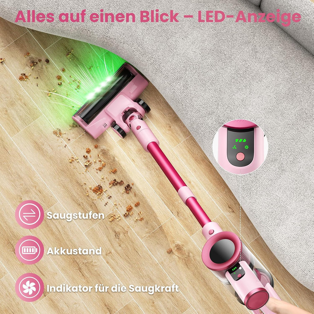 Dzaki Akku Staubsauger Kabellos 50.000 Pa, 55 Min. Laufzeit, Selbststehend, Touch Display, Anti-Tang