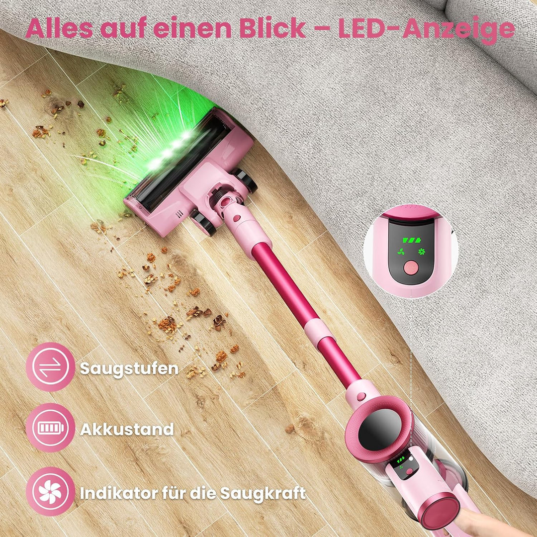 Dzaki Akku Staubsauger Kabellos 50.000 Pa, 55 Min. Laufzeit, Selbststehend, Touch Display, Anti-Tang
