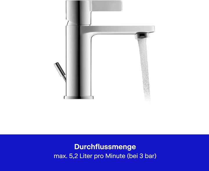 Duravit D-Neo Waschtischarmatur, Grösse M (Auslauf Höhe 110 mm). Wasserhahn Bad mit energiesparender