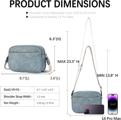 BOSTANTEN Damen Handy Umhängetasche, Crossbody Bag mit verstellbarem Breiter Gurt, PU Leder Gesteppt