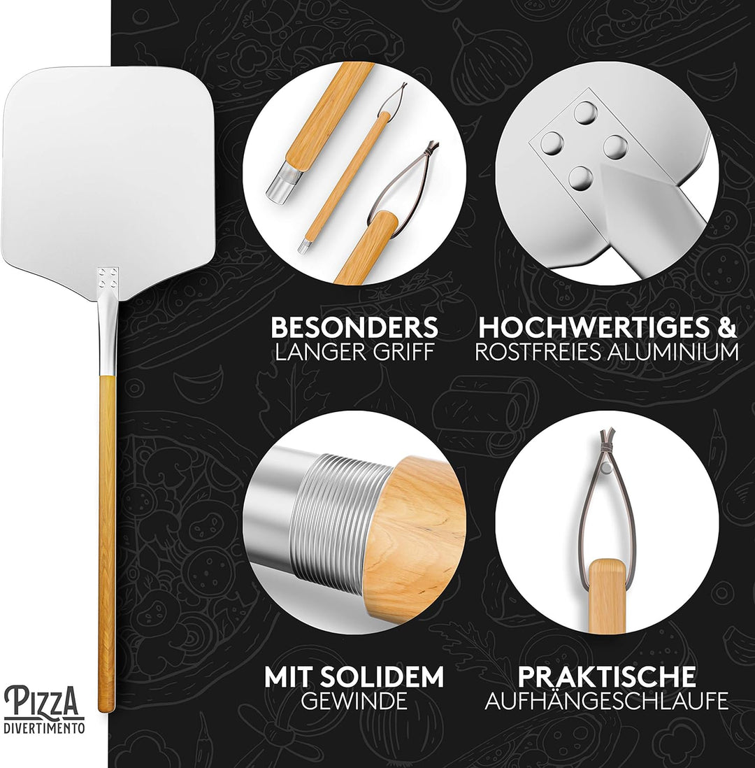 Pizza Divertimento [DAS ORIGINAL - Pizzaschieber - Pizzaschaufel aus rostfreiem Aluminium [83 cm]- R