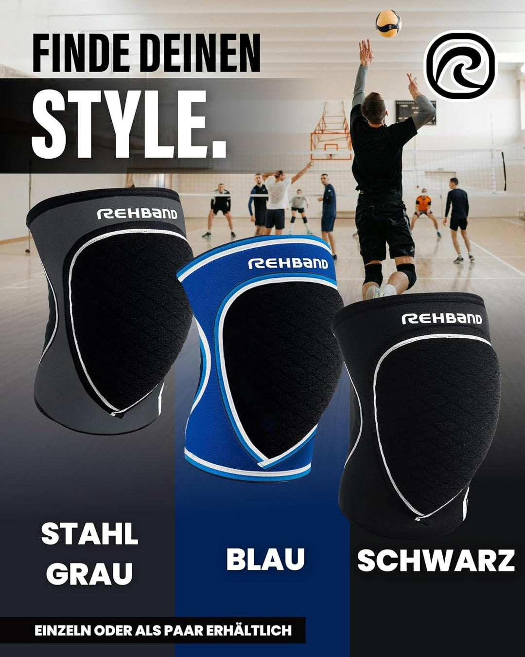 Rehband Knieschützer für Volleyball, Handball &amp; Hallensport, Neopren Knieschoner komfortabel &amp; engan