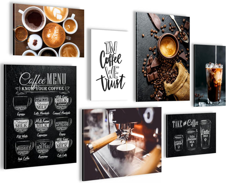 Novart Wandbilder Kaffee Coffee - KOMPLETT AUFHÄNGFERTIG - Küche Esszimmer Küchenbilder- 7 Moderne M