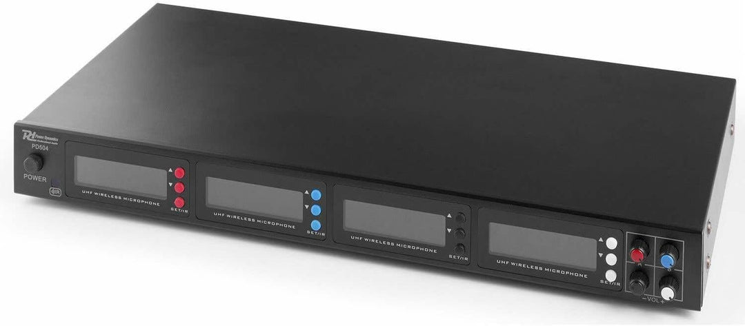 Power Dynamics PD504H - 4 drahtlose Mikrofone und UHF-Verstärker, 4 Kanal Mikrofonset, drahtlos Mikr