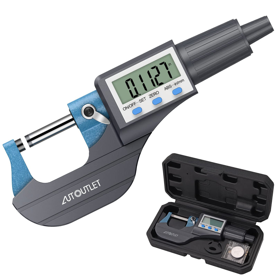 AUTOUTLET Micrometer Digitale Bügelmessschraube 0-25mm/ 0.001mm, Hohe Präzision LCD Digitale Mikrome