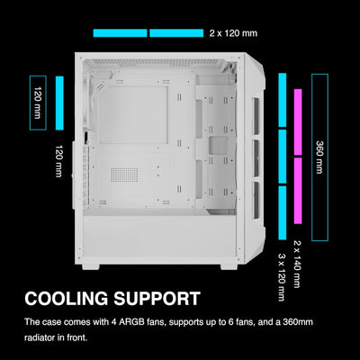 GAMDIAS Aura GC1 Elite WH ARGB Gaming Gehäuse, AURA GC1 ELITE WH ARGB