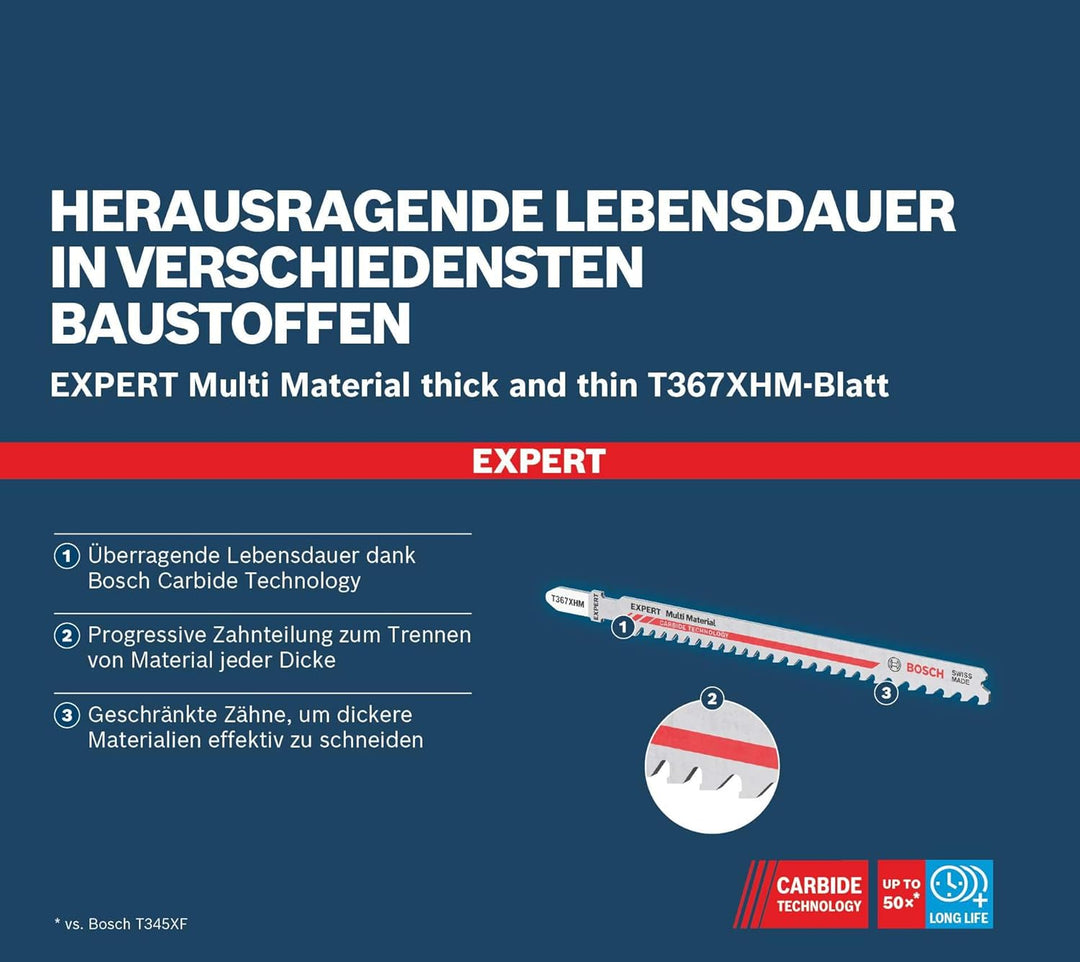 Bosch 2x EXPERT ‘Multi Material‘ T 367 XHM Stichsägeblatt (für Zäher Stahl, Aluminium, Holz mit Meta