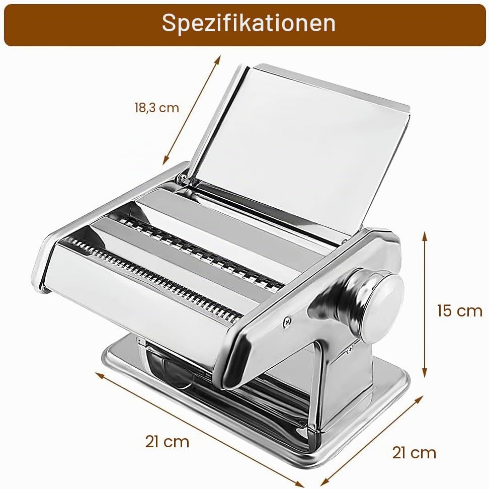 Cocoarm Nudelmaschine Manuelle Pasta Maker Edelstahl Nudelmaschine mit Einstellknopf für mehrere Dic