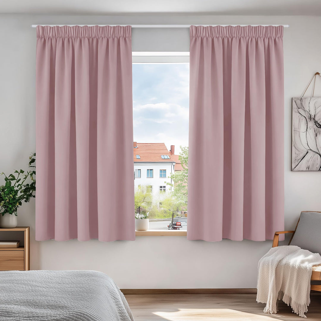 Deconovo Vorhang Blickdicht Kräuselband Verdunkelungsvorhang Kälteschutz Kinderzimmer, 138x117cm(Höh