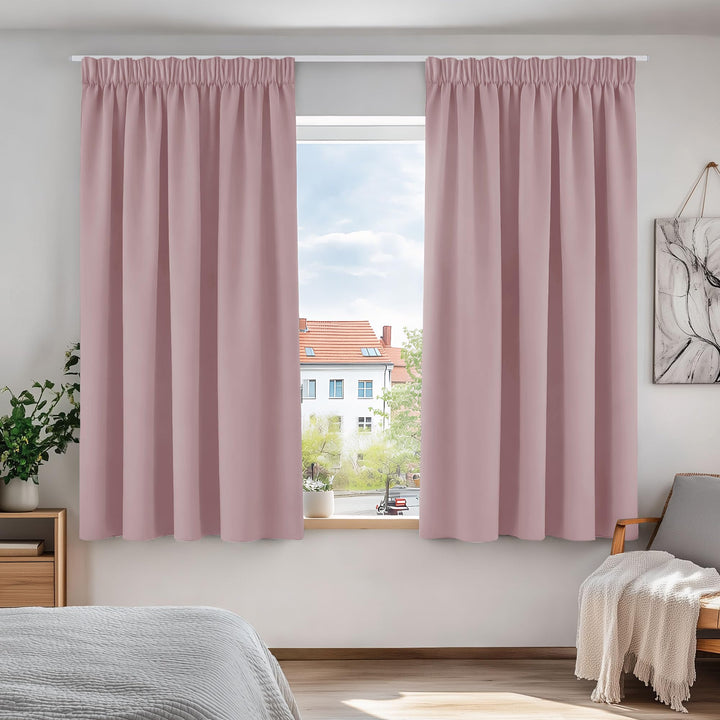 Deconovo Vorhang Blickdicht Kräuselband Verdunkelungsvorhang Kälteschutz Kinderzimmer, 138x117cm(Höh