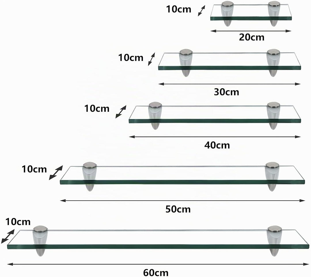Glasablage Glasregal, Glas Wandregal Klarglas mit 8mm ESG Sicherheitsglas und Halterung, perfekt gee