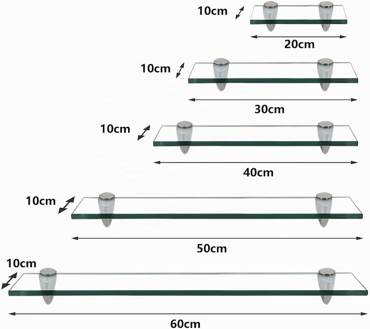 Glasablage Glasregal, Glas Wandregal Klarglas mit 8mm ESG Sicherheitsglas und Halterung, perfekt gee