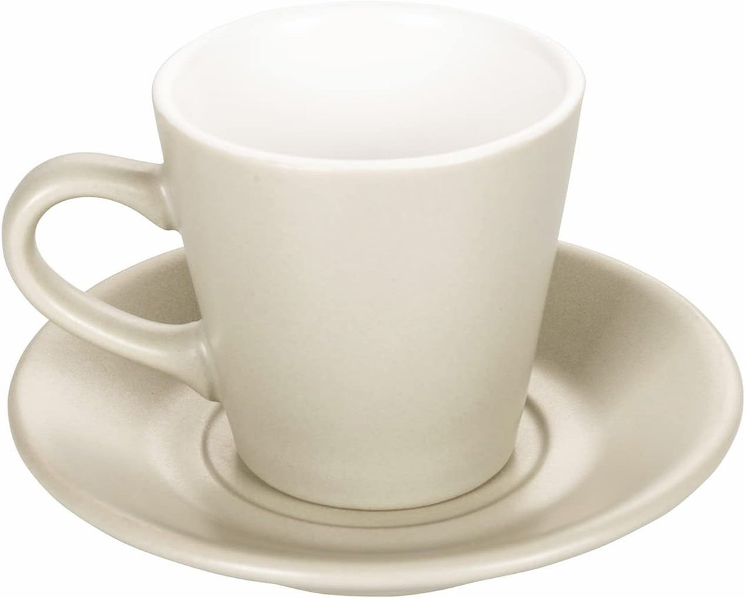 Villa d’Este Home Tivoli Shade of Stones Espressotassen mit Untertasse aus Steinzeug, Holzständer, 6