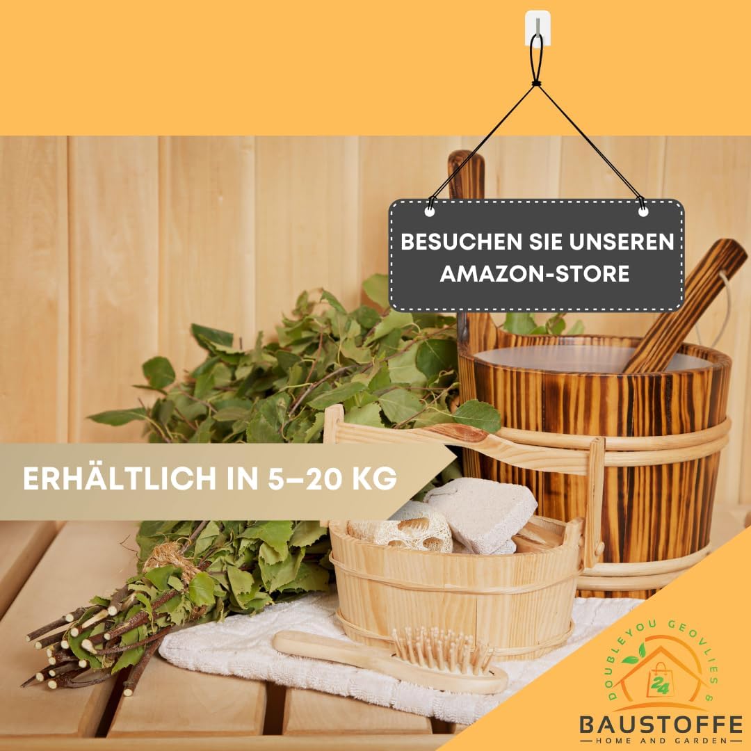 Saunasteine Diabas (vorgewaschen) 50-80 mm + Saunakko Saunatasse als SET (5kg)