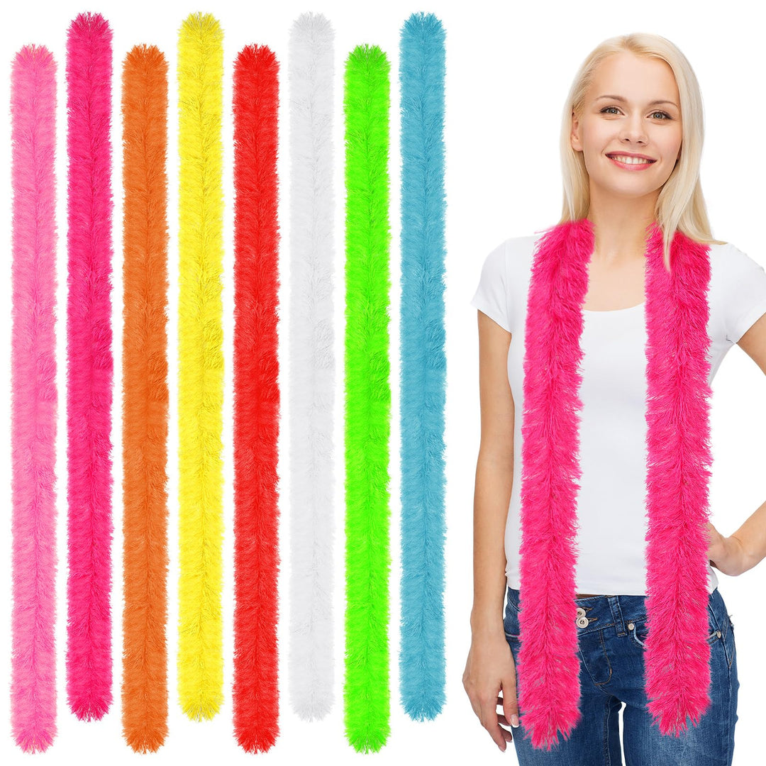 Cindeer 8 Stück Federboas Set Künstliche Flauschige Boas Dekoration für Damen Kostüm Kleid Mädchen T
