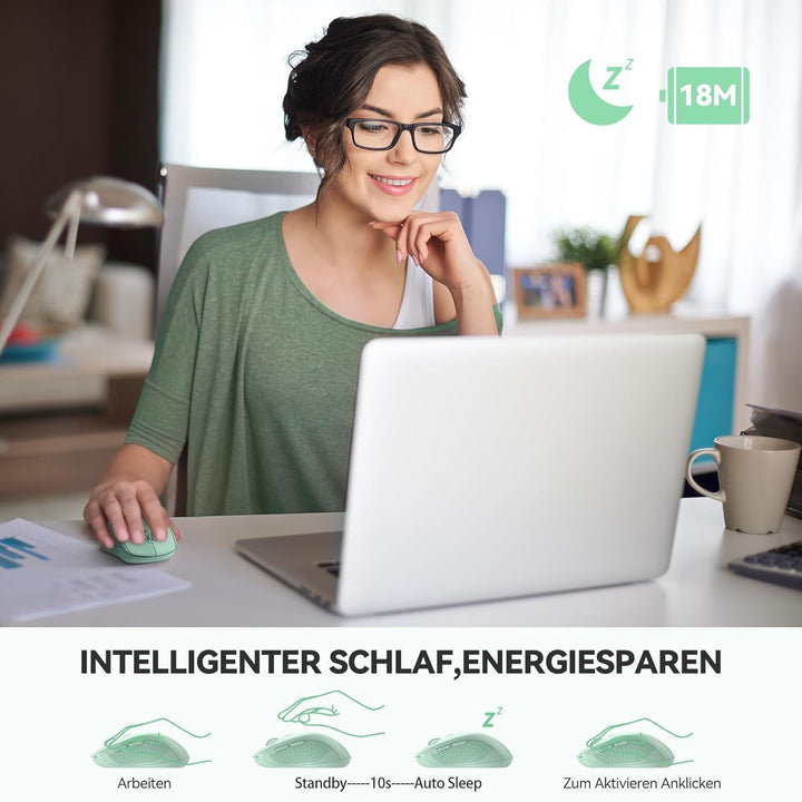 TECKNET Bluetooth Maus, 4000 DPI Maus Kabellos (Tri-Mode: BT 5.0/3.0+2.4GHz) Funkmaus mit USB-Empfän