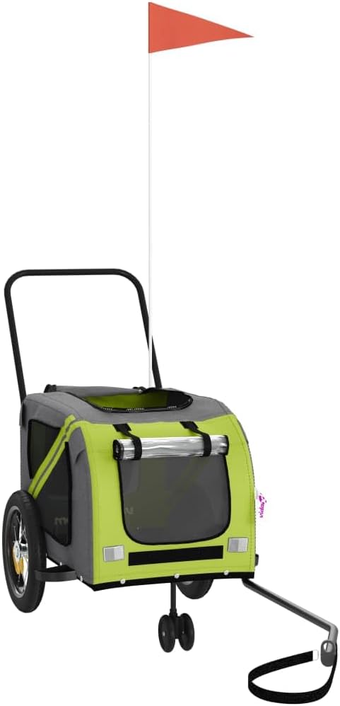 vidaXL Fahrradanhänger Hunde Hundeanhänger Hundetransporter Oxford-Gewebe Eisen Grün 122 x 52 x 53 c