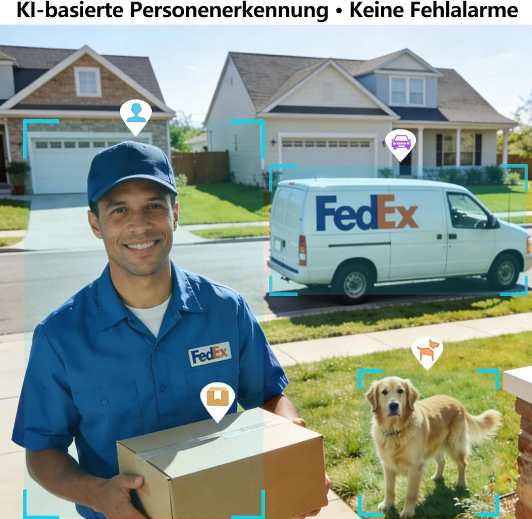 G-ELEK Smart Video Türklingel Kamera, WLAN 2,4 GHz, Nachtsicht, Cloud-Speicher, KI-Menschenerkennung