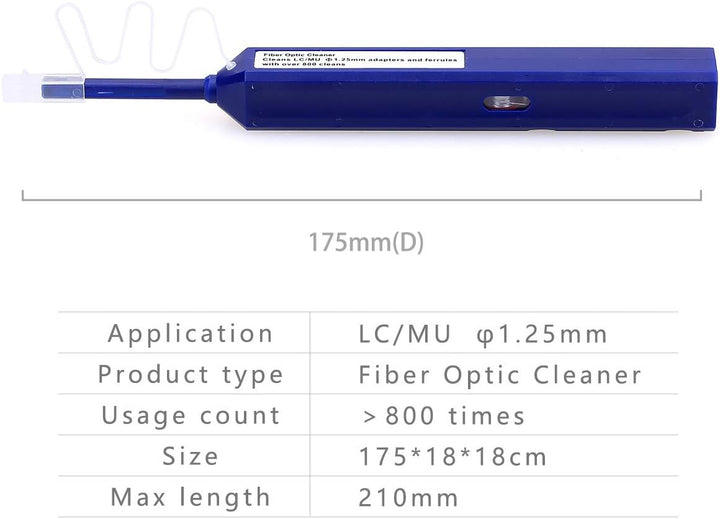 KELUSHI Glasfaserreinigungsstift für LC/MU-Stecker, Aktivierung durch einfaches Drücken, Blau