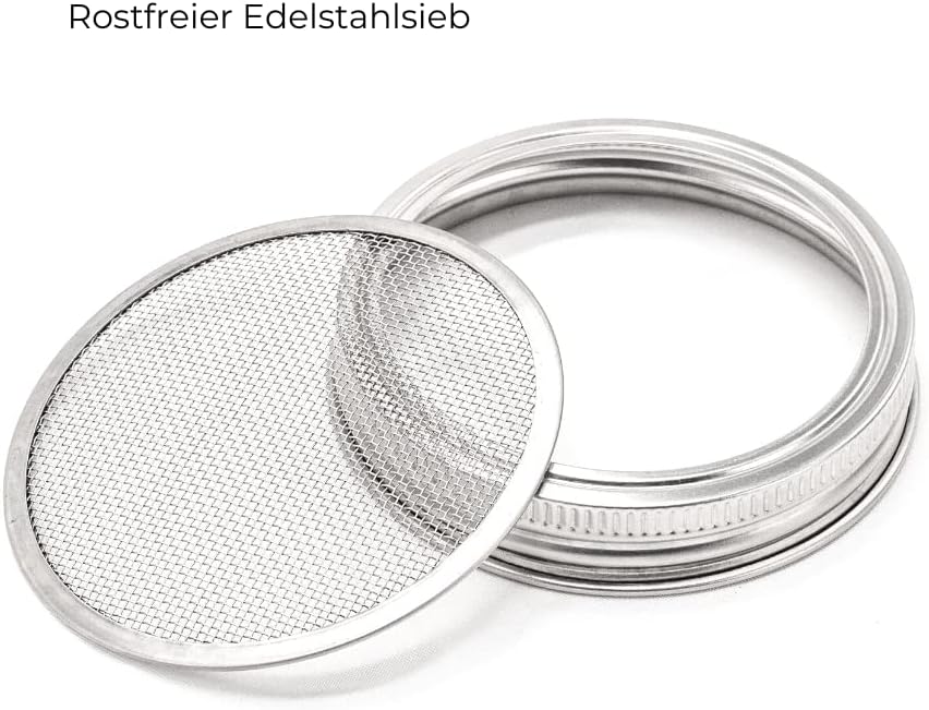 Sprossenglas mit rostfreiem Edelstahlgitter | 12,5 x 12,5 x 16cm | 2X 1000 ml | Keimglas zum Sprosse