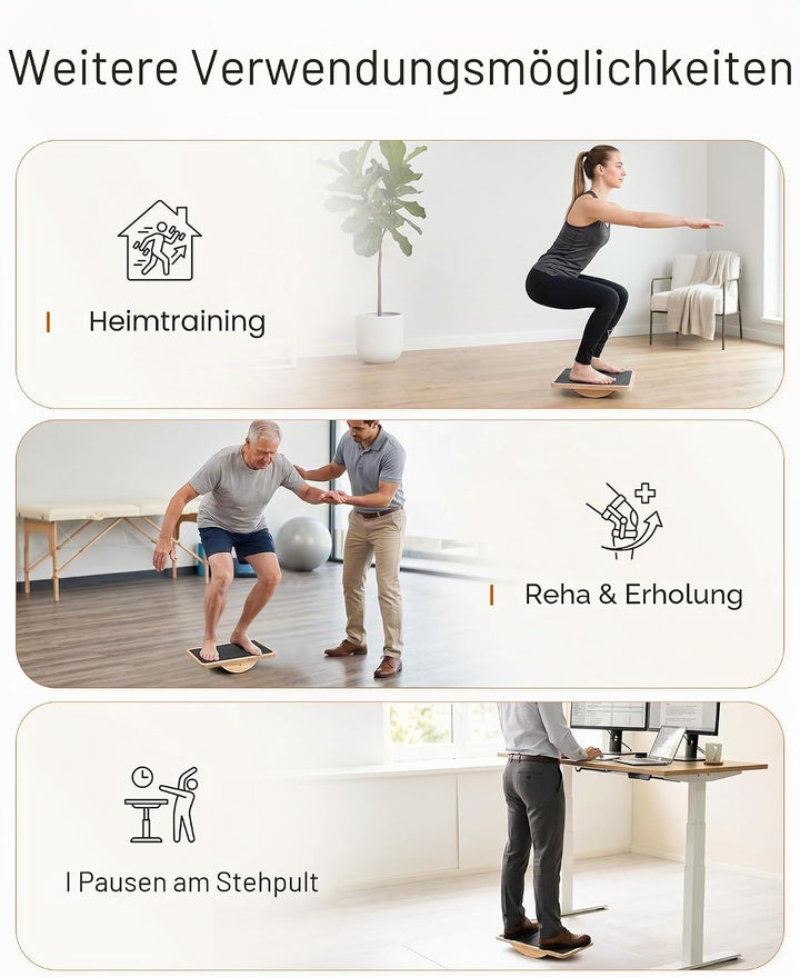 StrongTek Professional Wooden Balance Board, Rocker Board, Wood Standing Desk Accessory, Balancing B