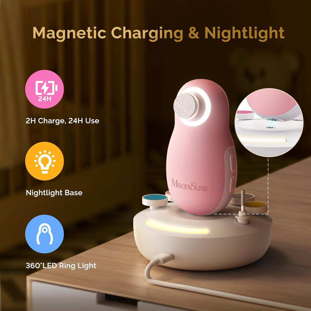 MelodySusie Elektrische Nagelfeile für Baby, Wiederaufladbare Baby Nagelfeile Elektrisch mit kabello