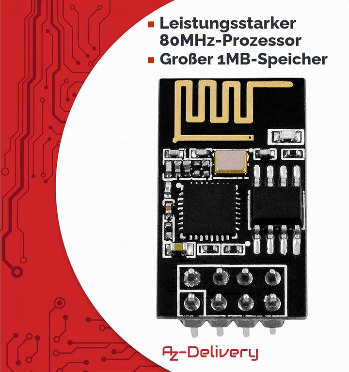 AZDelivery 3 x ESP8266 ESP-01S WLAN WiFi Modul kompatibel mit Arduino und Raspberry Pi inklusive E-B