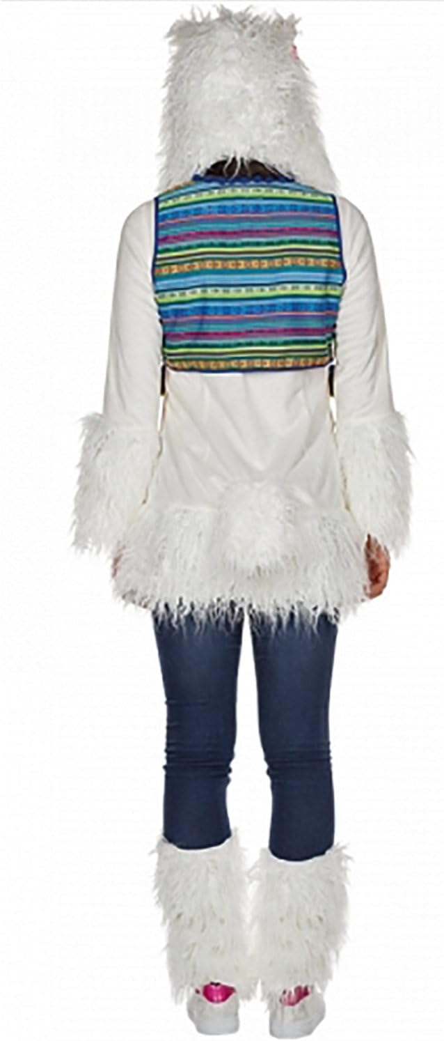 PartyXPeople Lama Kostüm inkl. Stulpen und Mütze ǀ Alpaka Tier Verkleidung Damen ǀ weiss 13302 (38),