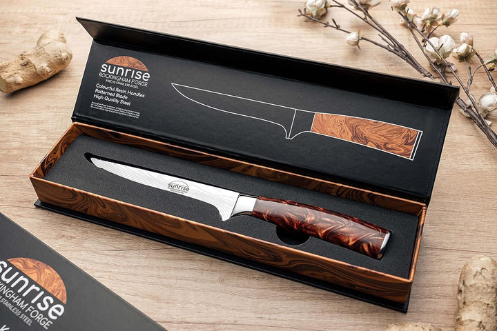 Rockingham Forge Ausbeinmesser, Sunrise Kollektion, 15cm, 6 Zoll, Brauner Harzgriff, Klinge aus Rost