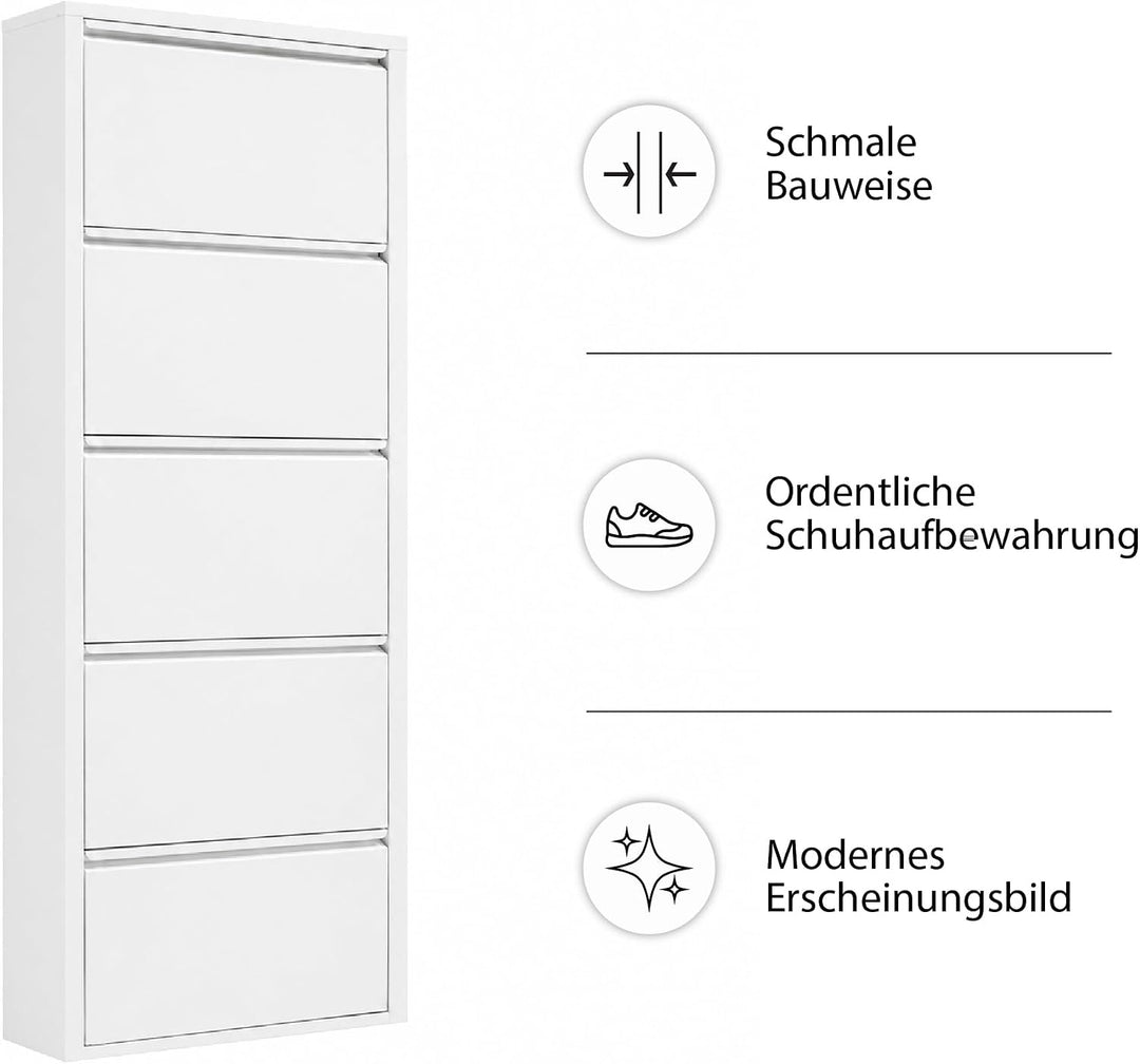 Schuhschrank mit Klappschubladen, Aufbewahrungsorganizer, freistehendes Schuhregal, Wandmontage, Kei