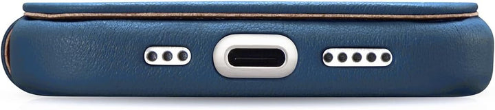Mobiskin Hülle für iPhone 15 (6,1 Zoll), Handyhülle mit Leder, Case kompatibel mit MagSafe, Schutzhü