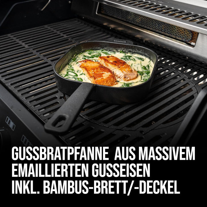 Enders® Guss-Bratpfanne M, hoher Rand, gleichmässige Hitzeverteilung und Speicherung, nutzbar auf de