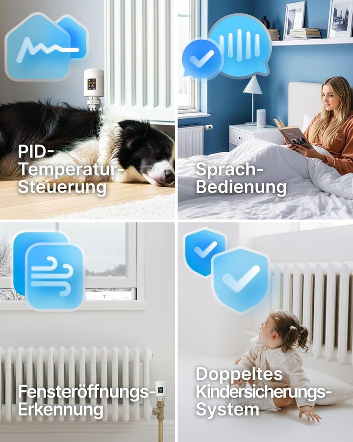 WLAN Heizkörperthermostat TRV901W – Smart Heizungsthermostat mit App & Alexa, Thermostat Heizung ohn