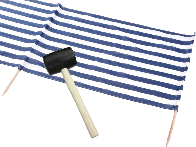 Idena Beach Wind Screen/Windschutz 5 x 0.80 m [ blau/weiss ] gestreift + Gummihammer