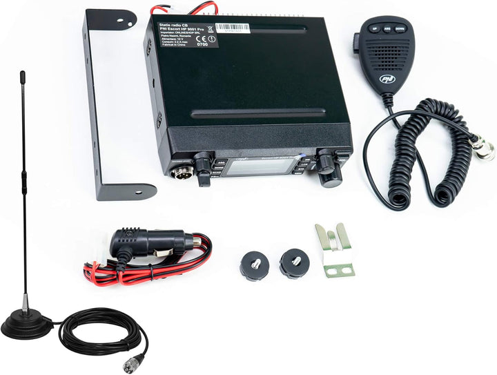 PNI CB Radio Escort HP 9001 PRO ASQ einstellbar, AM-FM, 12 V / 24 V, 4 W + CB-Antenne Extra 40 mit M
