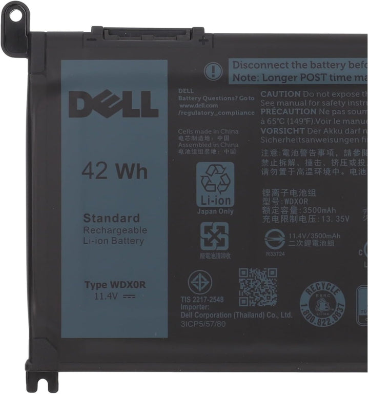 Dell Inspiron 5593 3 Zellen 42WHr Batterietyp WDX0R Teilenummern FW8KR Y3F7Y 3CRH3 T2JX4