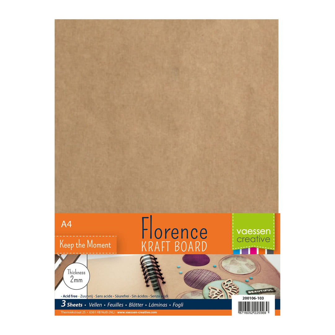 Florence Pappe zum Basteln - A4-2 mm Dicker Kraft Board- 3 Stück Bastelkarton - Kraft Braun - zum Bu
