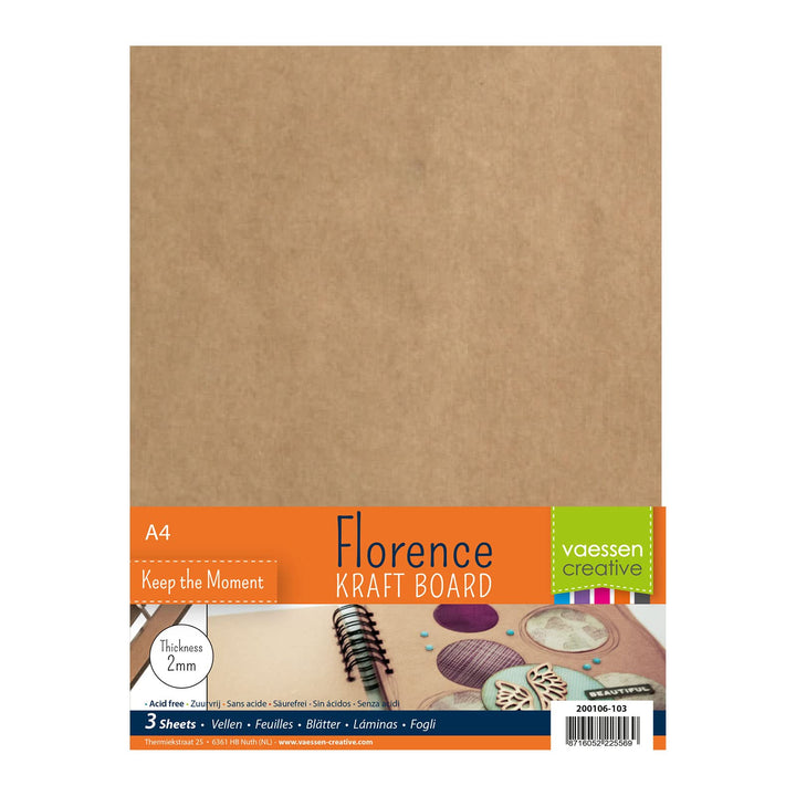 Florence Pappe zum Basteln - A4-2 mm Dicker Kraft Board- 3 Stück Bastelkarton - Kraft Braun - zum Bu