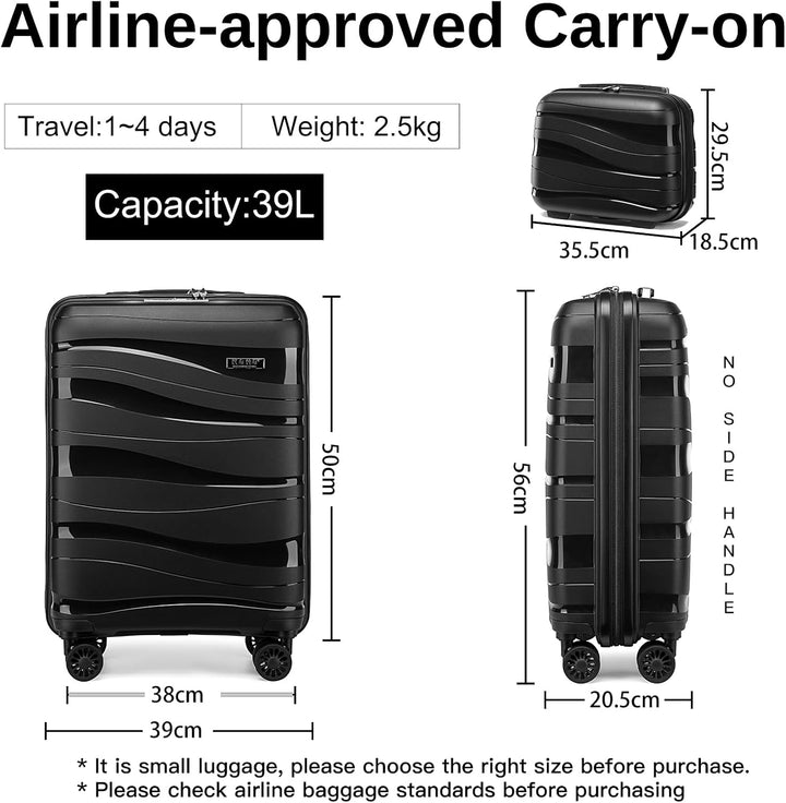 KONO Koffer Trolleys Handgepäck 55cm Leicht Hartschalenkoffer Reisekoffer mit 4 Rollen und TSA Schlo