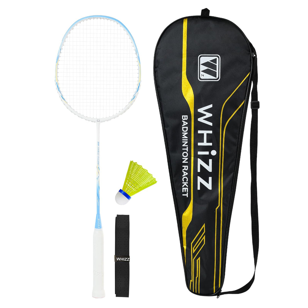 WHiZZ Carbon Badminton Schläger Set, Leichter Graphit Badmintonschläger Federball Set für Training,